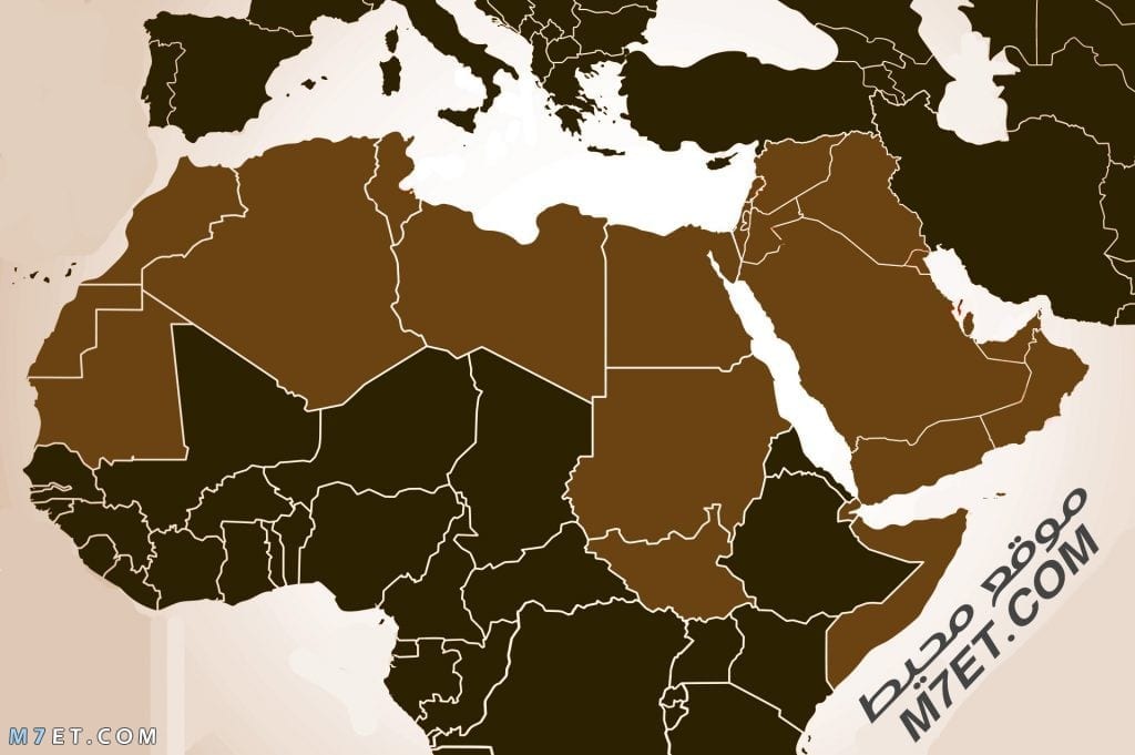 خريطة الوطن العربي صماء ملونة